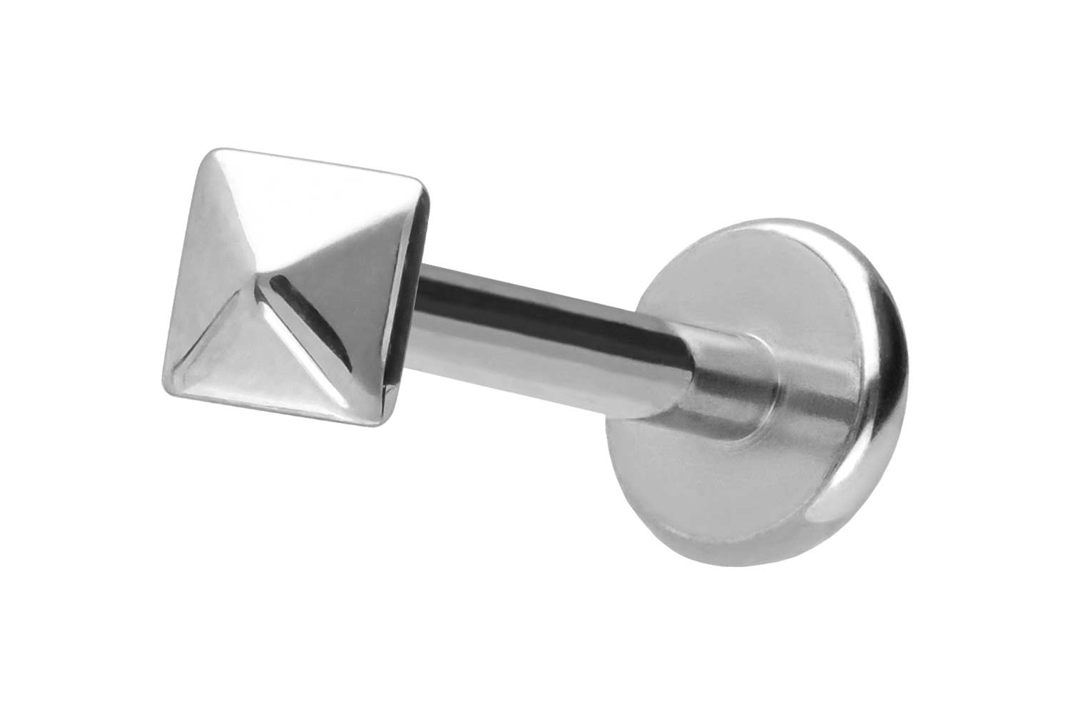 Titan Labret Piercing mit Push Fit PYRAMIDE